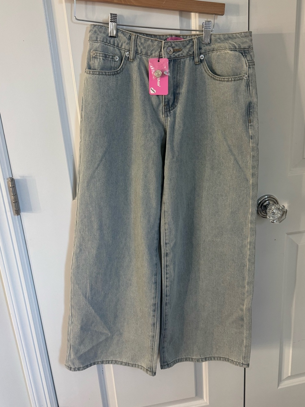 Edikted Petite Light Blue Wide-Leg Jeans